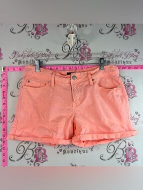 GAP shorts neon orange coral bright cute Peach High-Waist Rolled-Hem Shorts